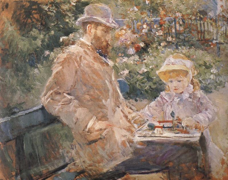 Berthe Morisot Manet and his daughter oil painting picture